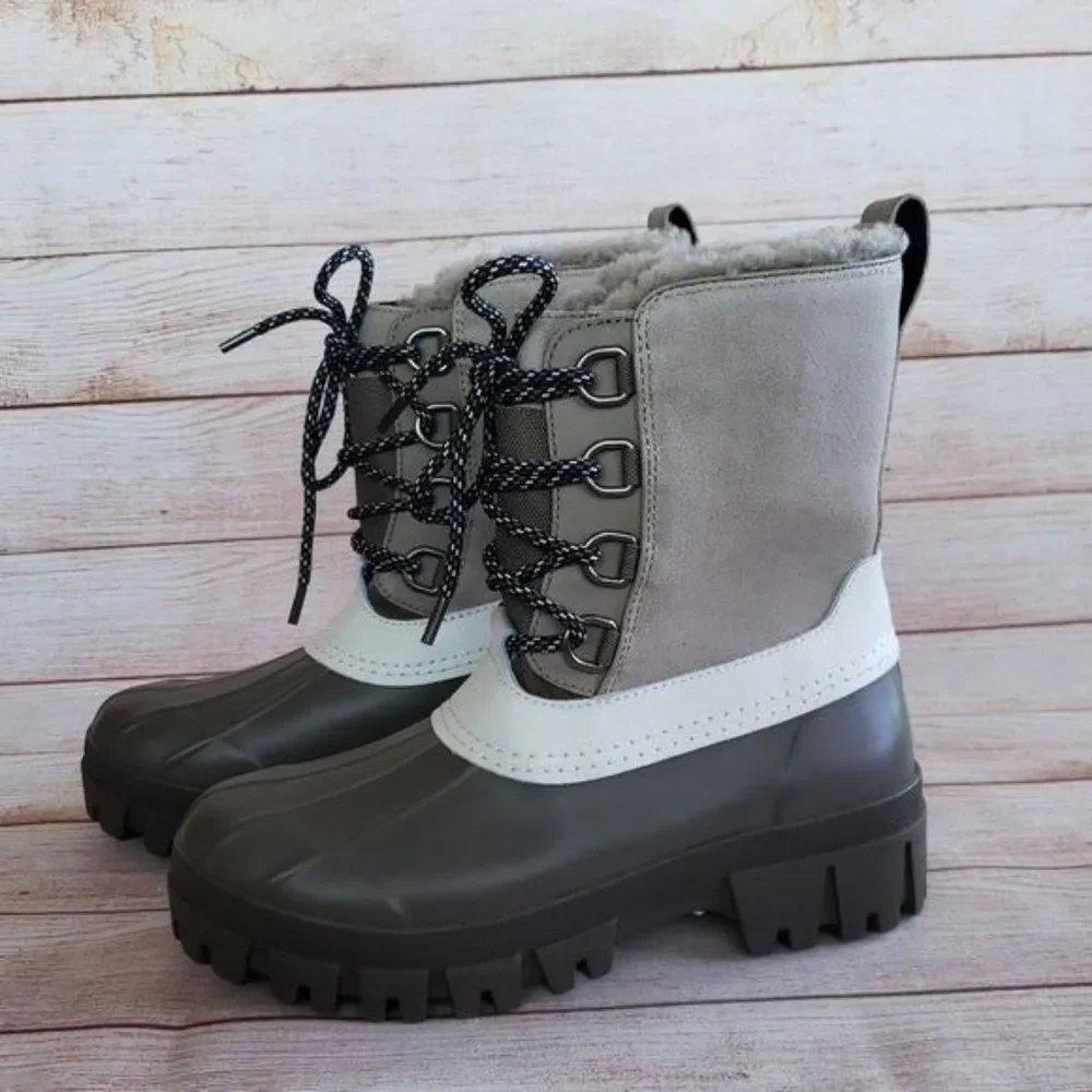 Rag & Bone Snow Winter Thermal Water Resistant Suede Rubber Shearling Boots 38